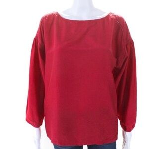 FENDI | Bright Red Silk Boat Neck 3/4 Sleeve Blouse – Size 38 (US 4/Small)